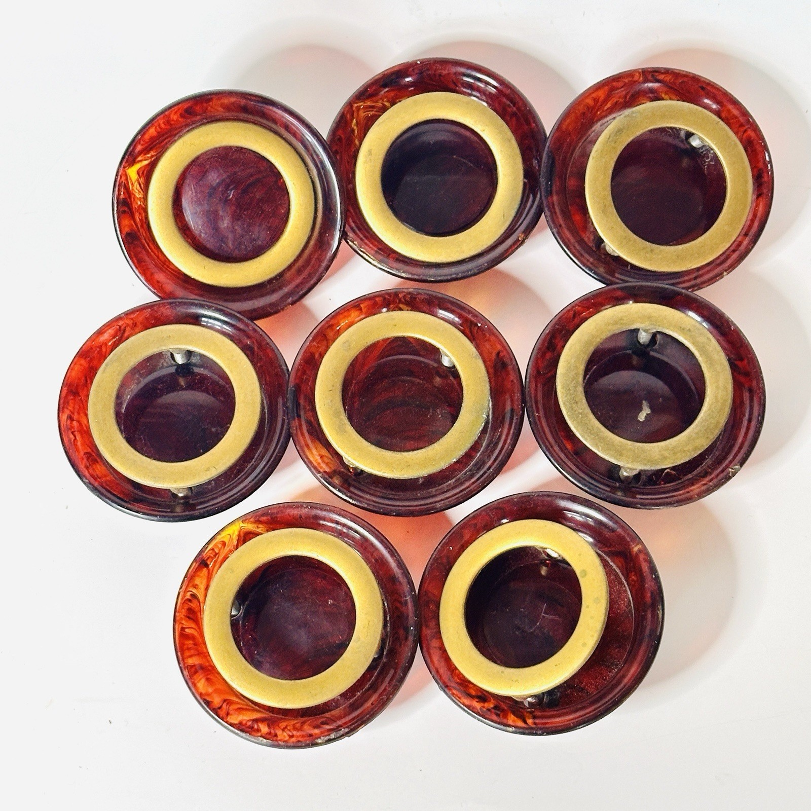 8 Vintage Bakelite Art Deco Butterscotch Cherry Red Swirl Knobs Drawer Pulls