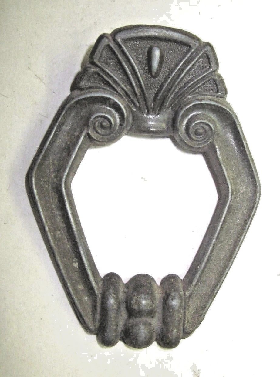 Toyo Japan 1890s Art Nouveau Hexagon Brass Pull Handle Cab. Door Drawer Antique