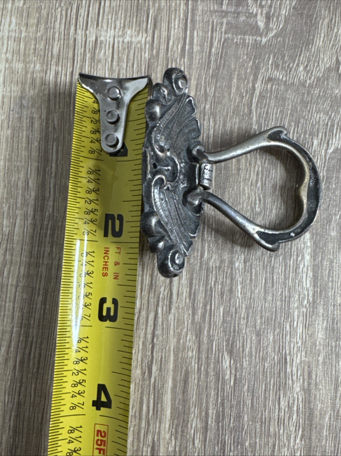 (6) Nickel / Brass Antique Hardware Drawer Pull Victorian Brass Drop Ring Set