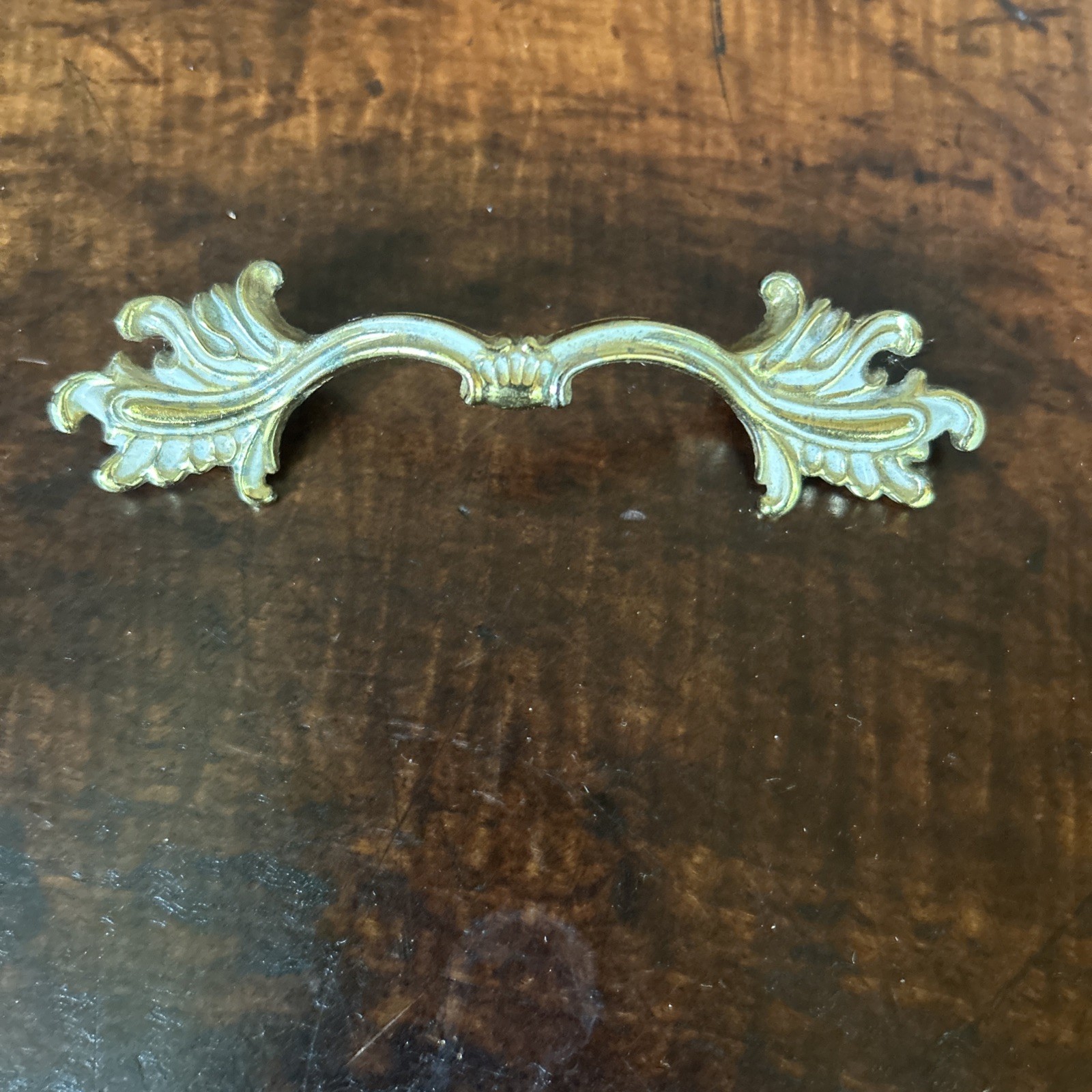 6 Vintage NOS Ajax Drawer Pulls Handles Scroll White Gold Ornate Hardware 990