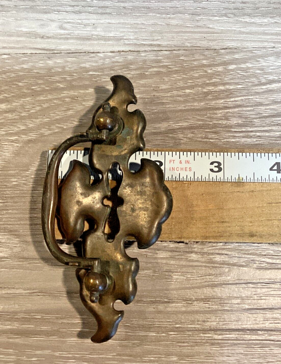4 Brass Batwing Drawer Pulls 2.5 Inch CTC Cabinet Hardware with Screws Vintage
