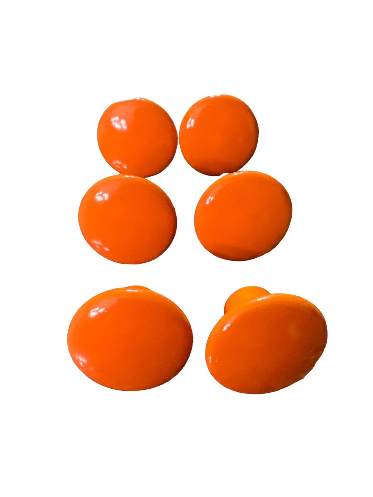 VTG Retro 1970s MCM Orange Mushroom 6 Porcelain Drawer Door Pull Knobs READ