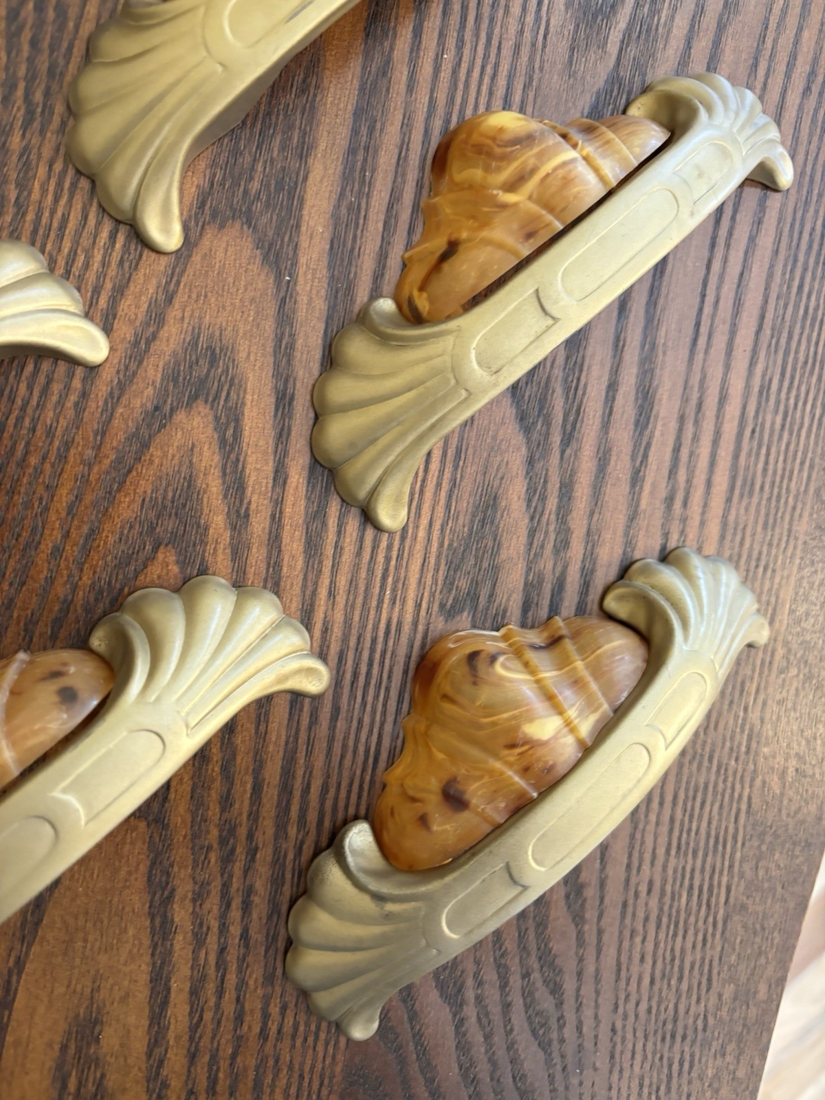 Set 7 Vintage Art Deco Bakelite Drawer Pulls Hardware Waterfall Style Furniture