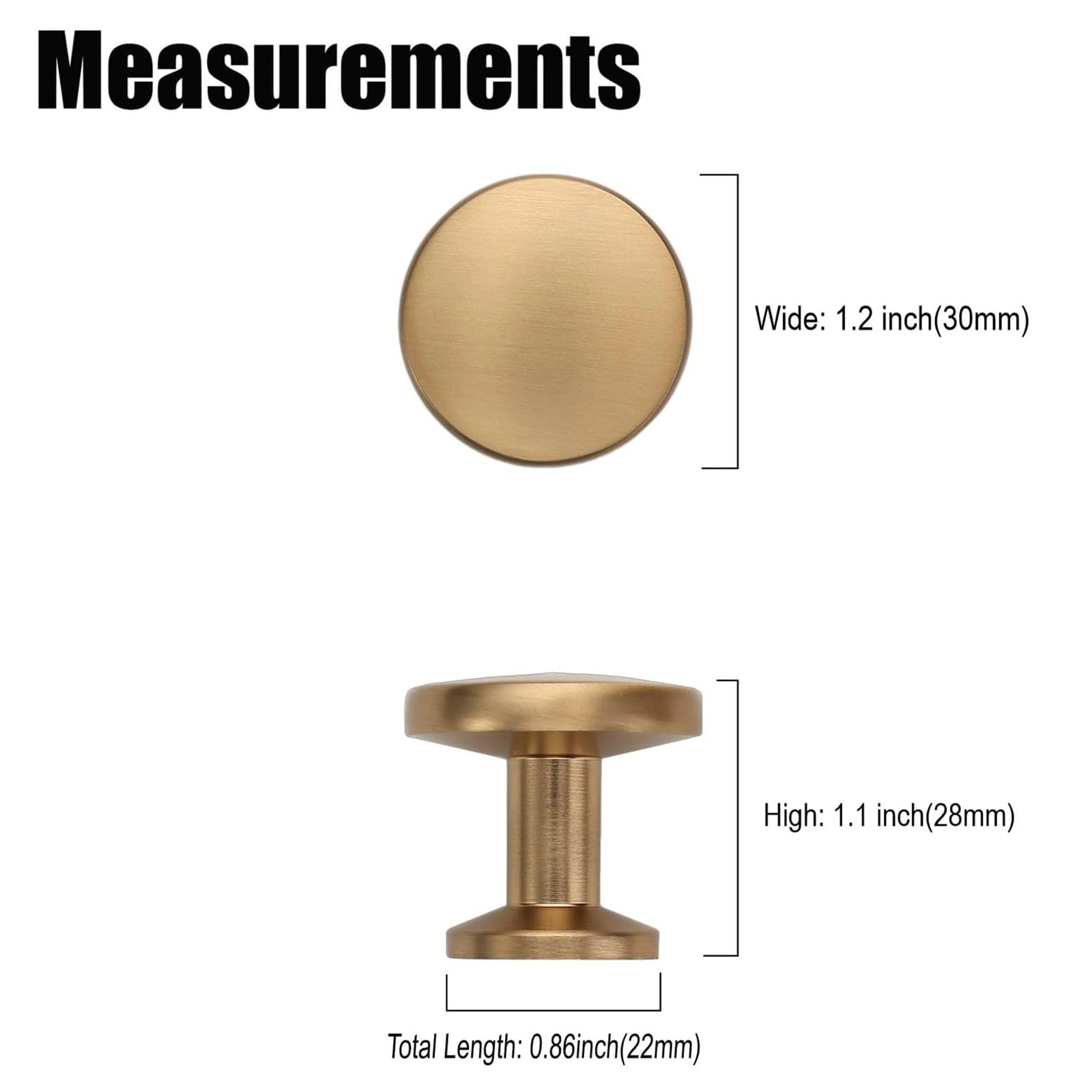 10 Pack 1-1/5Inch(30mm) Champagne Bronze Knobs for Cabinets and Drawers Kitch…