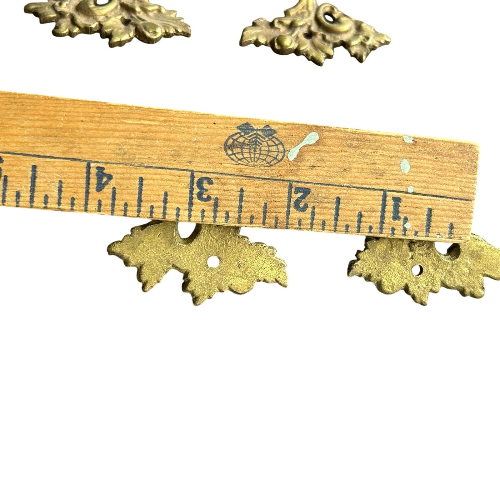 Set Of 6 Antique 4.5 in. Brass French Bridge Dresser Pulls ornate gold