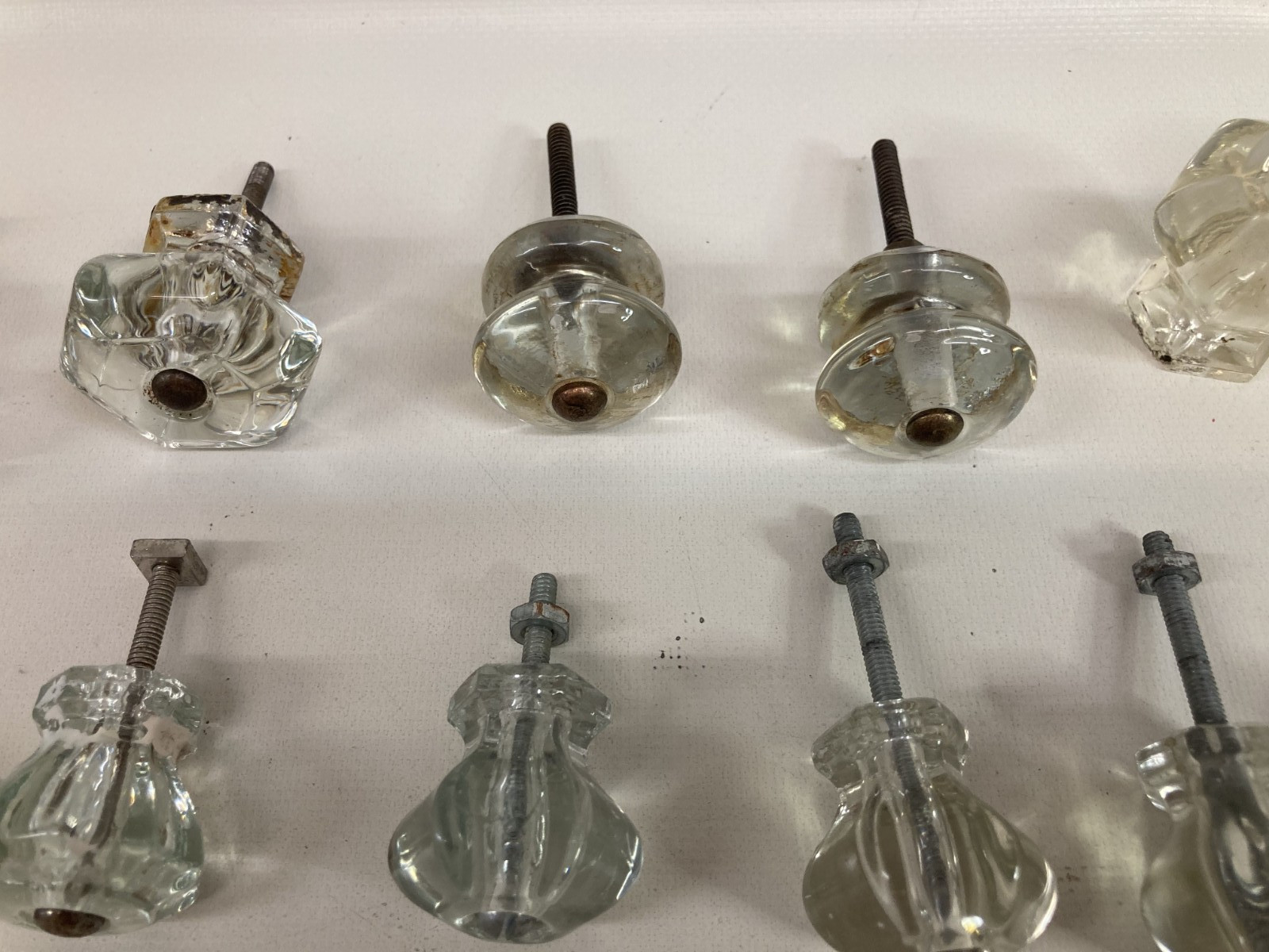 Vintage Lot 45 Salvage Glass Drawer Knobs Pulls Mixed Sizes, Shapes and Colors