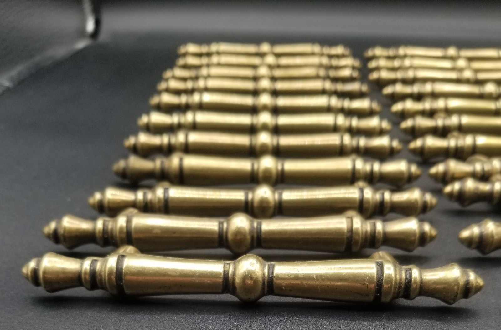 Set of 22 Vintage Amerock Brass Drawer Cabinet Pulls Handles Pat #D244421