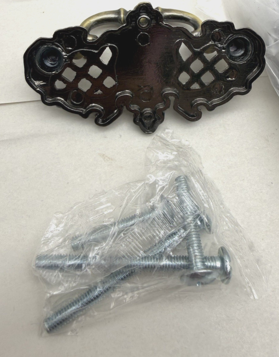 Bronze Cabinet Pulls, Zinc Alloy Ornamental Handles w/Floral Cutout Design 15pcs