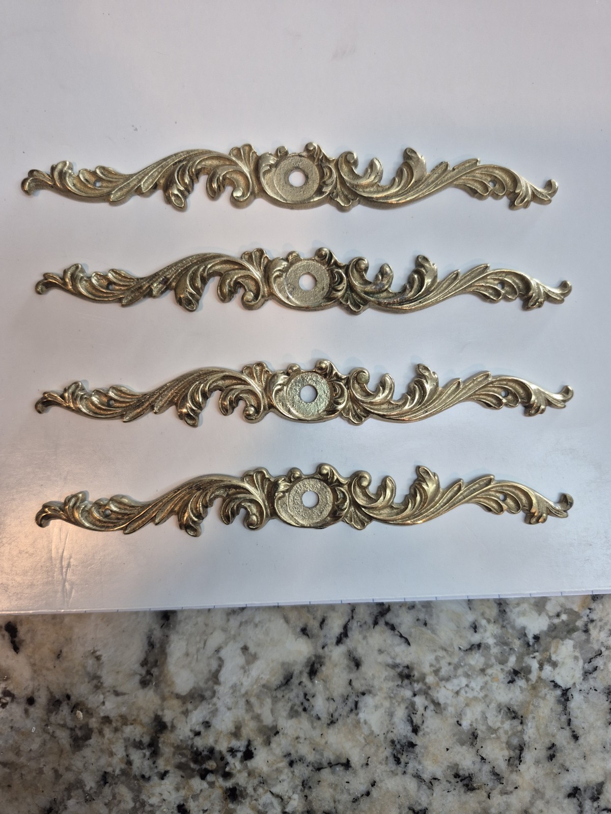 Pulls Antique Drawer Pulls 2 Piece Ornate Floral Knob Pull BRASS Backplate Lot 5