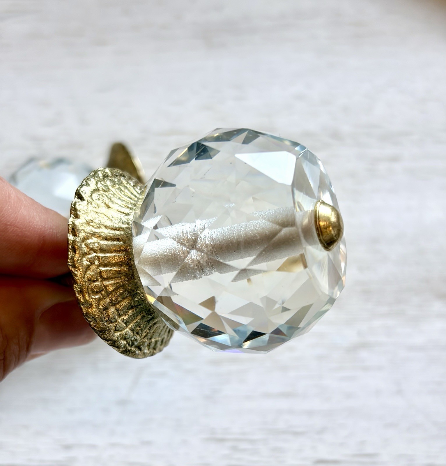 Clear Crystal Glass & Brass Drawer Pulls Vintage Style Cabinet Wardrobe Knobs