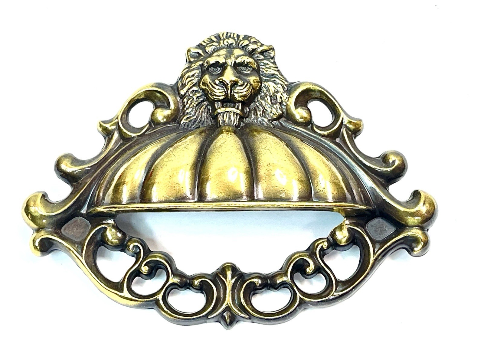 NOS 4.5″ Lion Head Bin Pull Drawer Handle KBC Brass Co