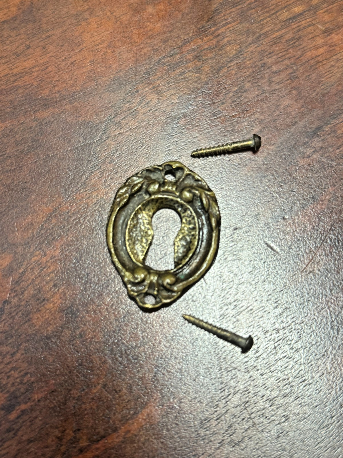 ANTIQUE SALVAGE FRENCH KEY ESCUTCHEON PLATE w/Screws NOT REPRODUCTION Buy Each