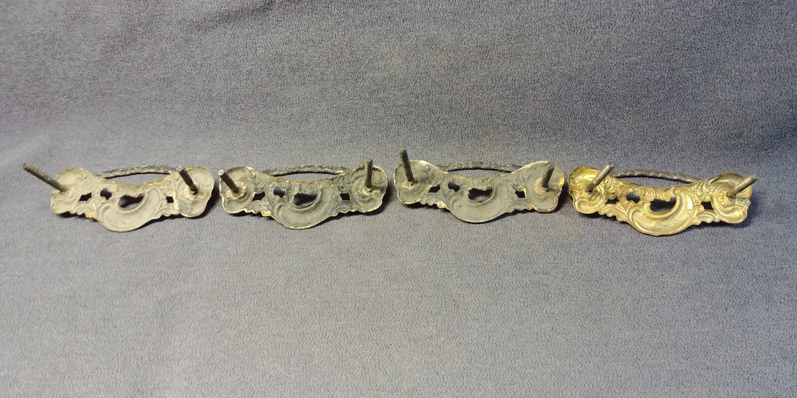 4 Victorian Matching Brass Iron Bail Drop Handle Furniture Pull Hardware 3″ Post
