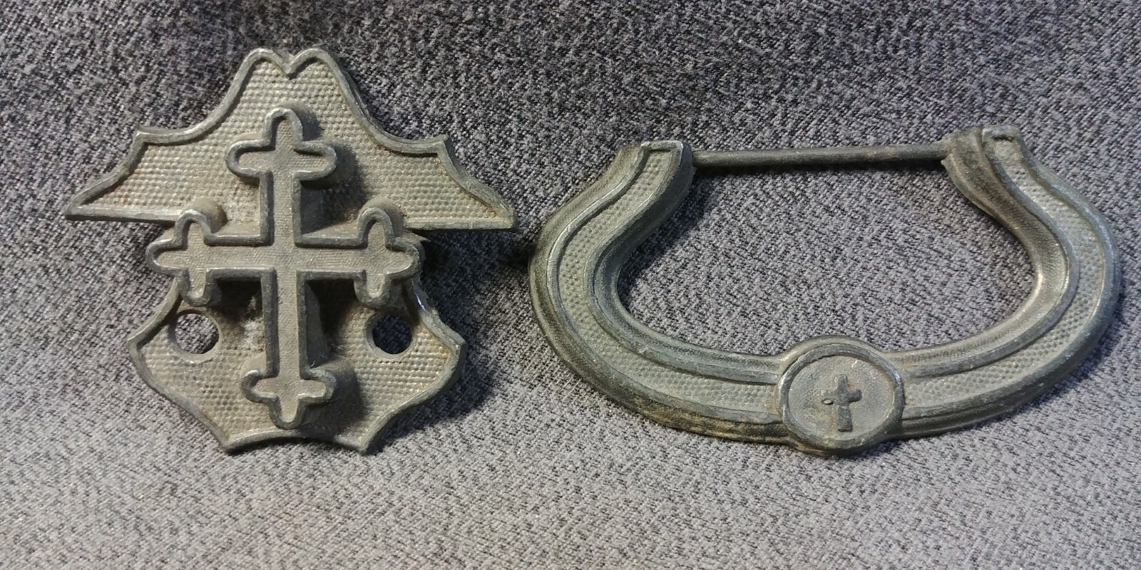 3 Raised Christian Cross Drawer Pull Back Plate Escutcheon Furniture Hardware