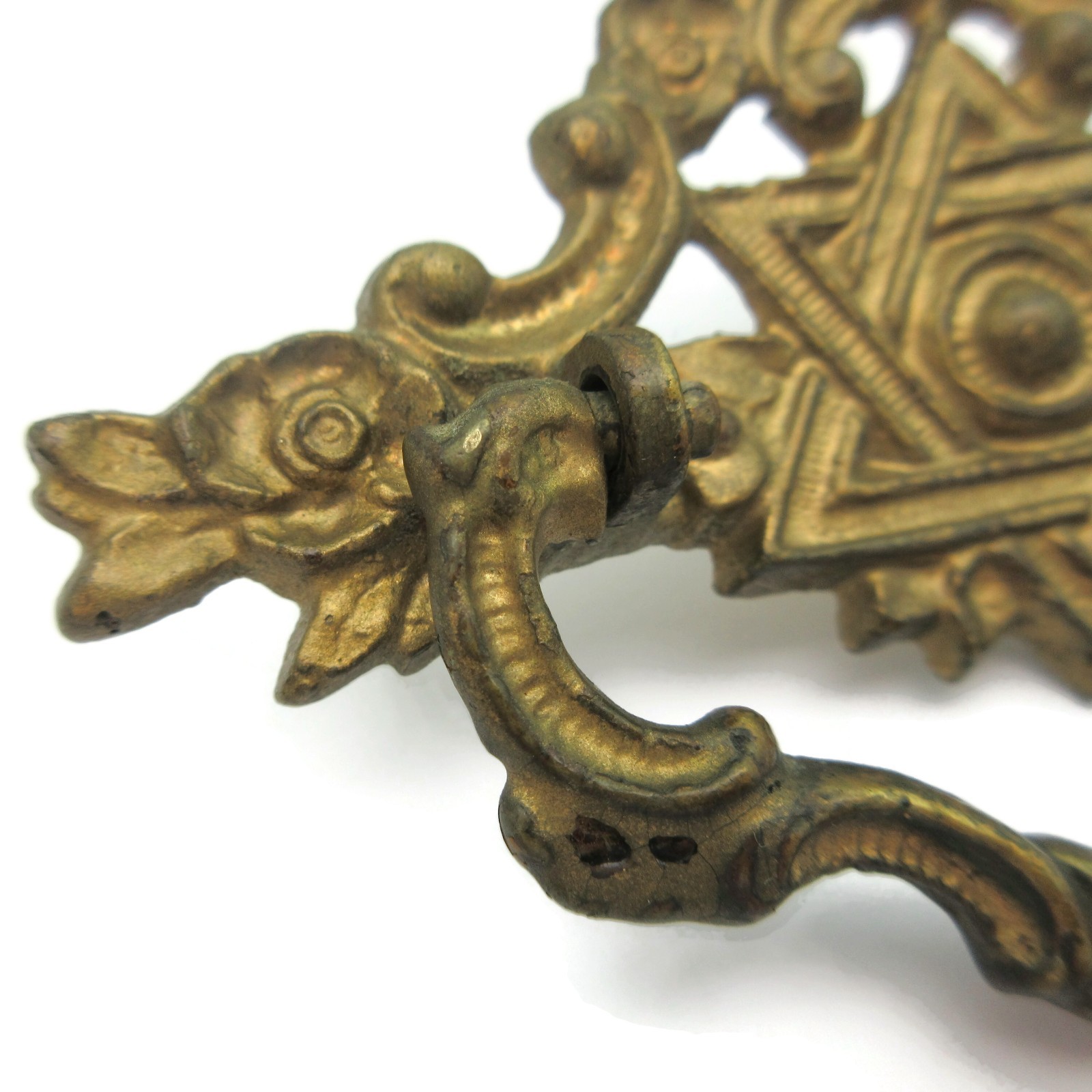 Vintage Drawer Pull Star of David Victorian Brass Bail Drop Handle H531 LX17