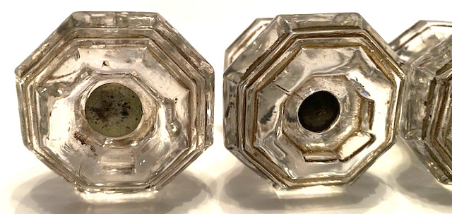 Set of 6 Antique Clear Glass 2″ Octagon Dresser/Cabinet Pulls/Knobs w/Screws