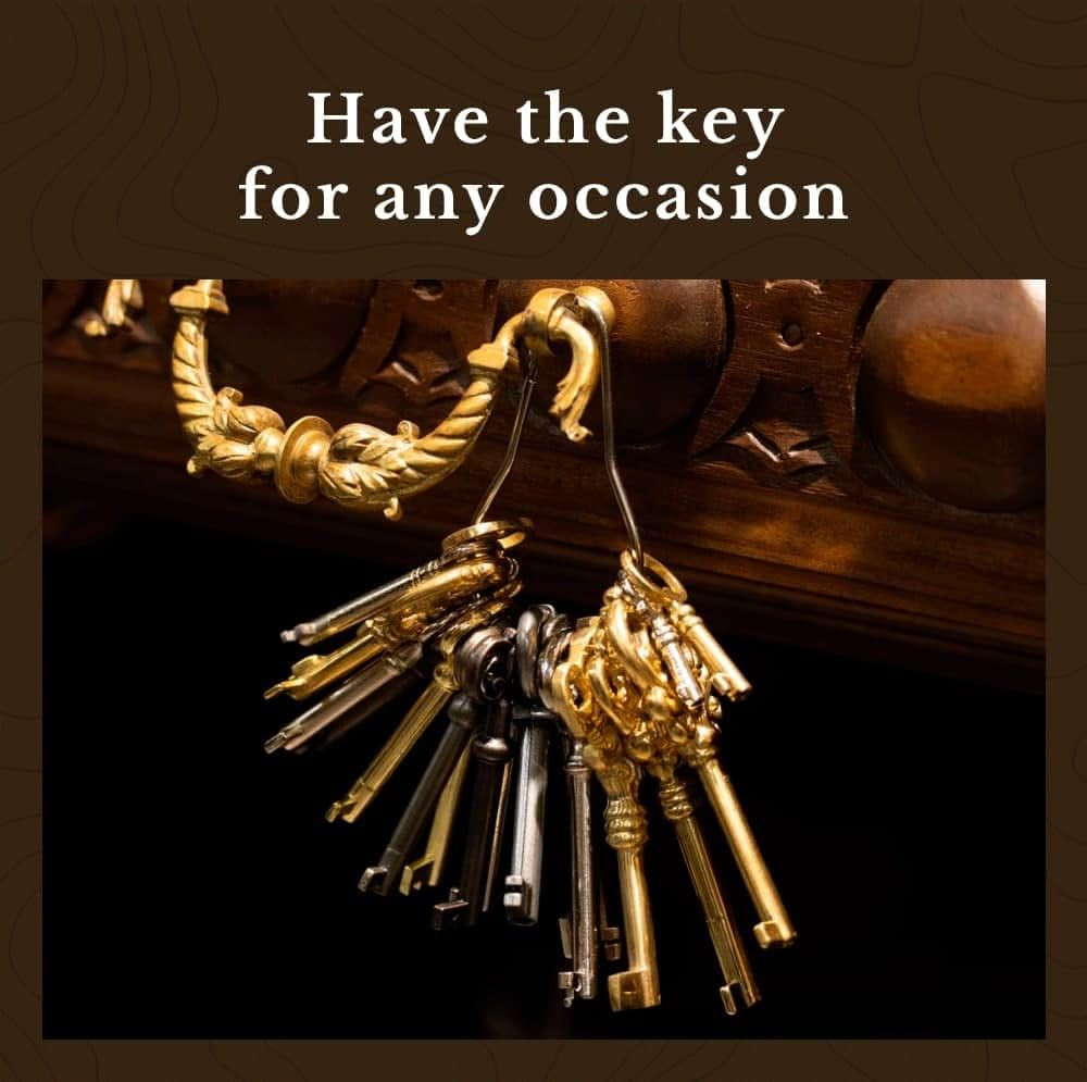 Antique Brass Hollow Barrel Skeleton Key | 2 Pc/Pack | Cabinet Doors, Dresser Dr