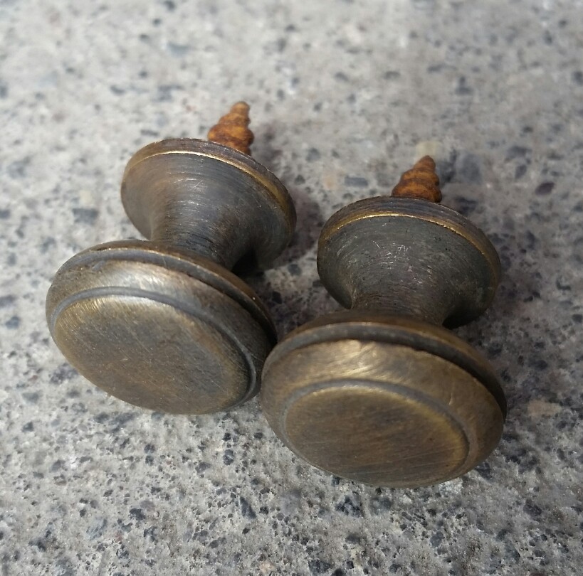 2 Solid Brass SMALL Stacking Barrister Bookcase 1/2″dia Knobs drawer Pulls #K18