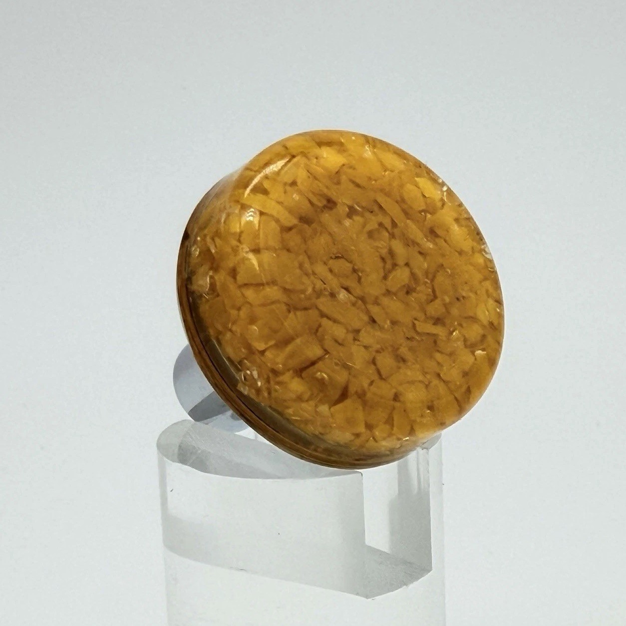 Vintage Butterscotch Amber Lucite Cabinet Knob MCM Chrome Drawer Pull 1970s-80s