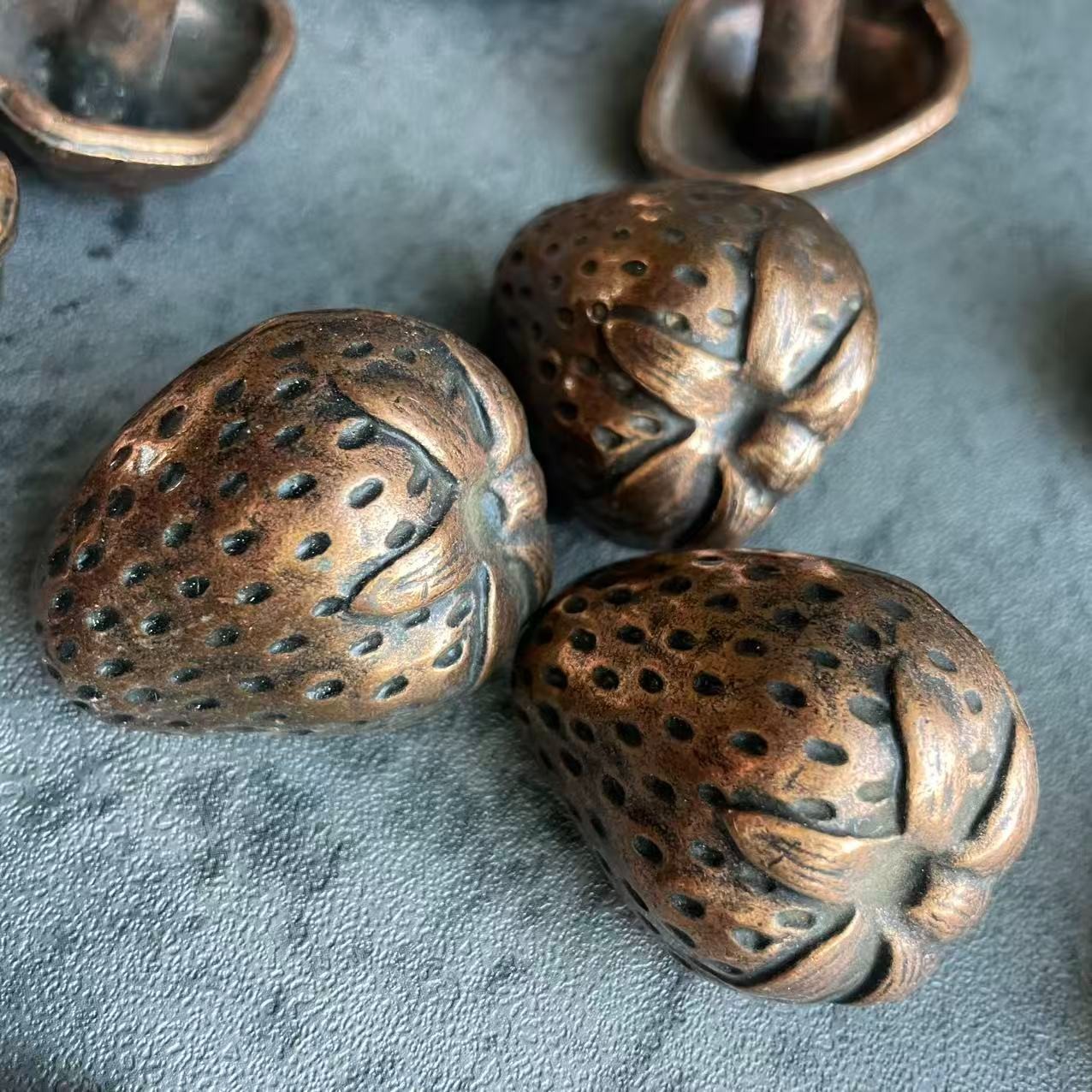 32-Lot Vintage 60s AJAX Copper Fruit Cabinet Knobs Drawer Pulls Made in USA MCM