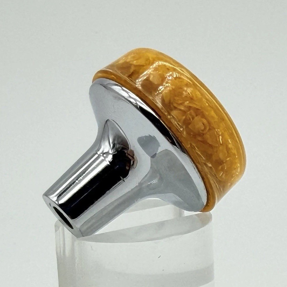 Vintage Butterscotch Amber Lucite Cabinet Knob MCM Chrome Drawer Pull 1970s-80s