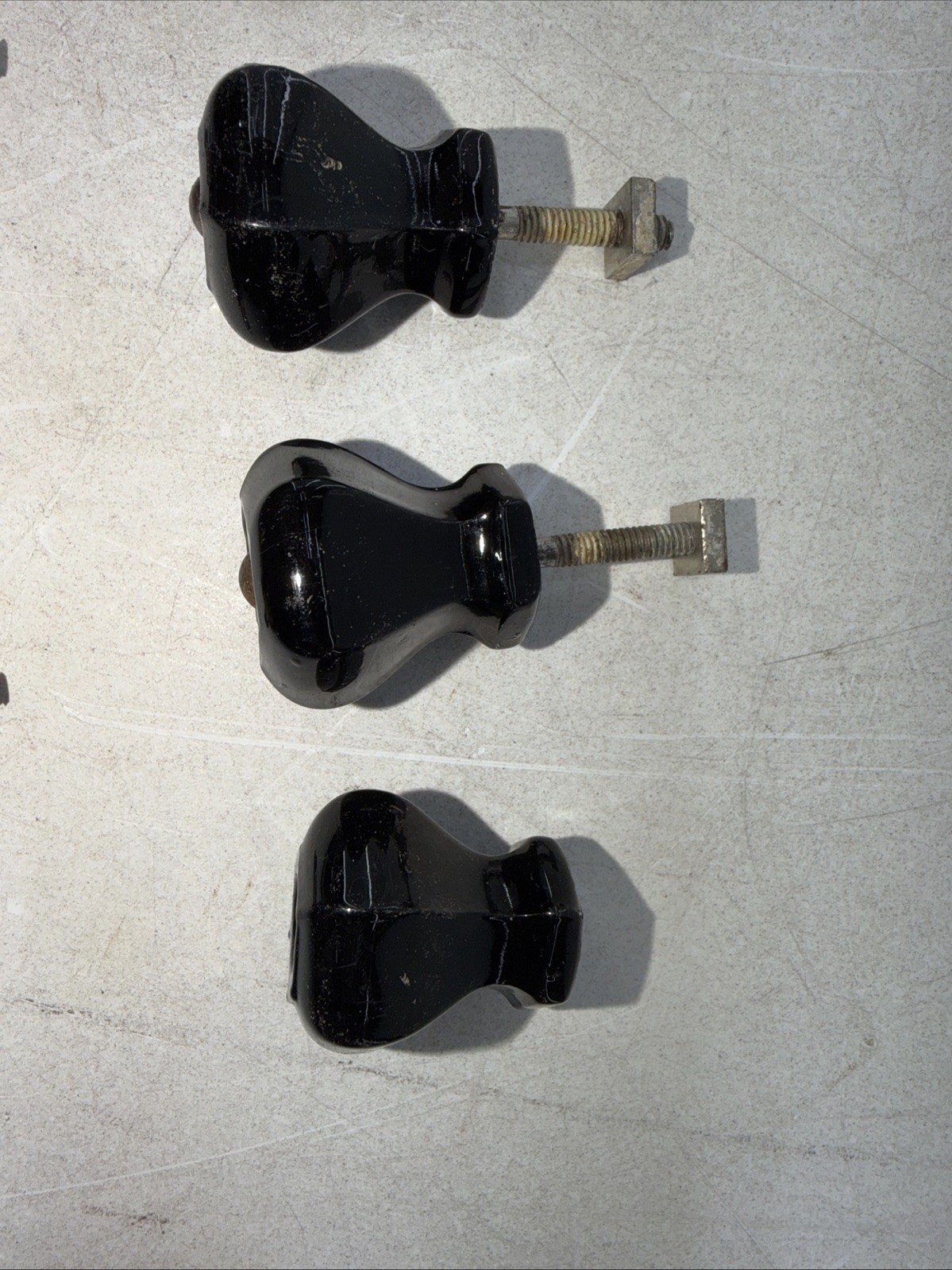 Vintage Black Porcelain Drawer Handles/Pulls Double Single