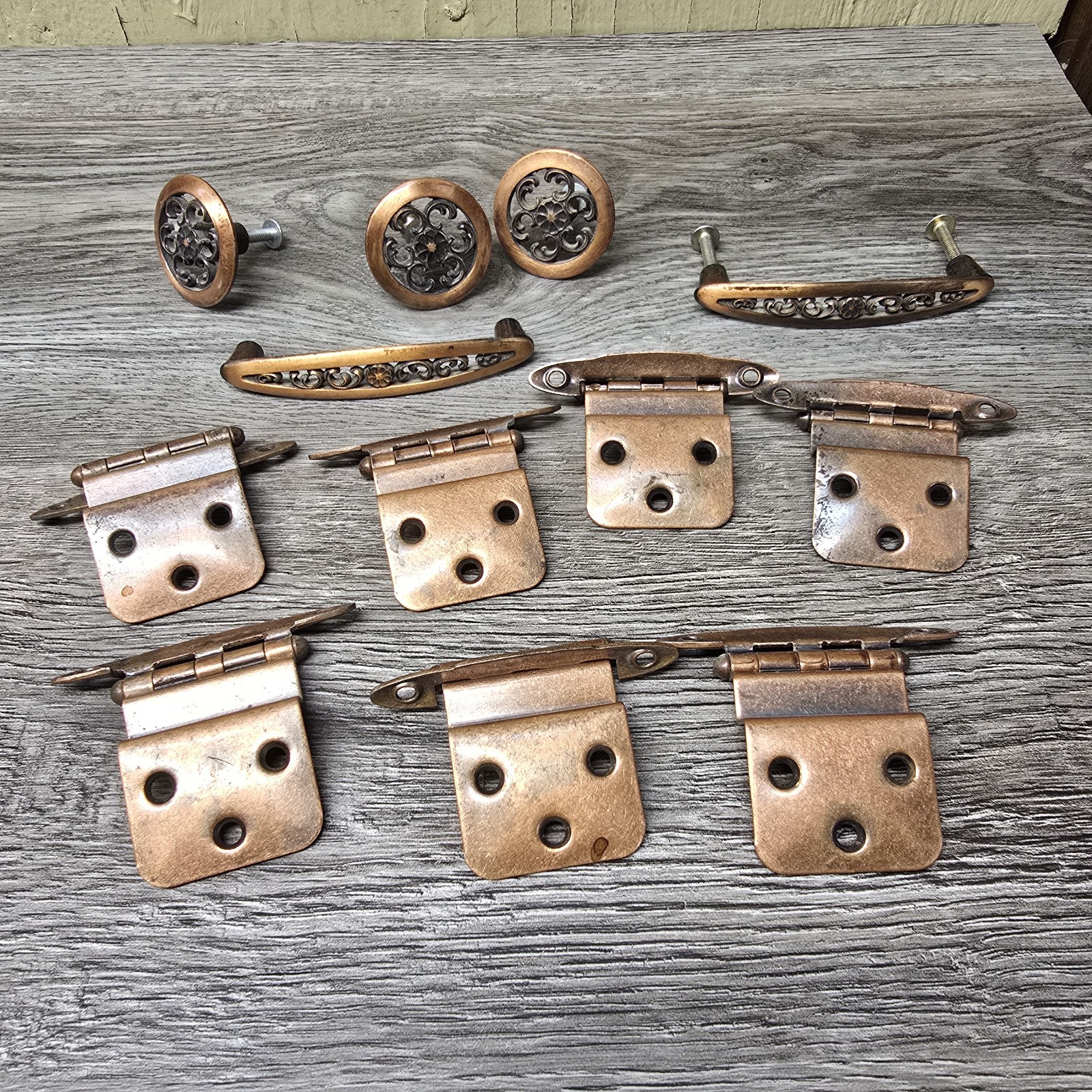Vintage Ajax USA Furniture Hardware Set Hinges Pulls Knobs D-195824