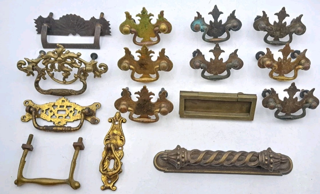 Antique/Vintage Handles Hardware Lot Furniture Drawer Pulls Handles Metal Brass
