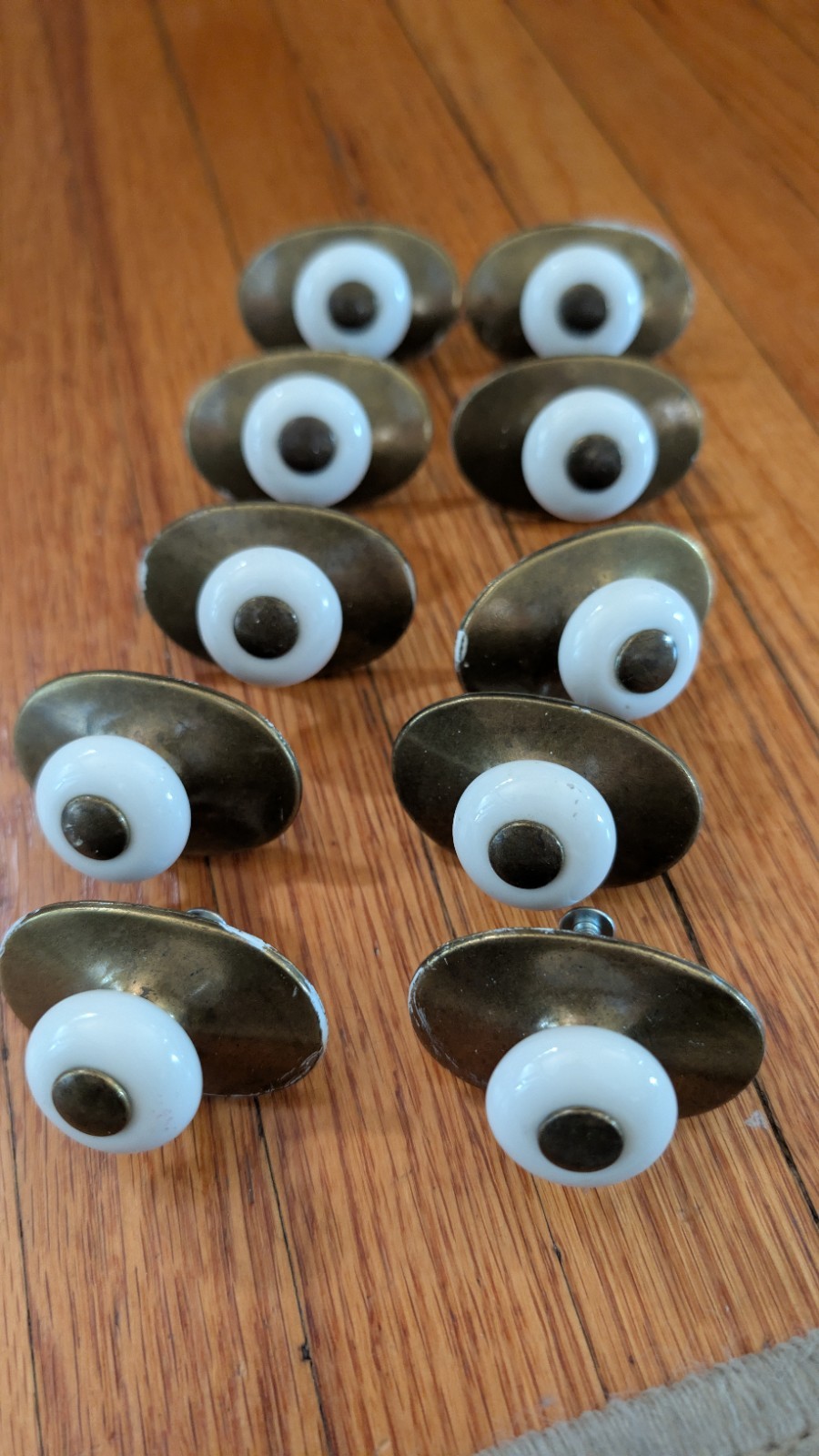 Keeler Brass Co. Porcelain Pull Knob Oval Backplate Lot of 10 N10237