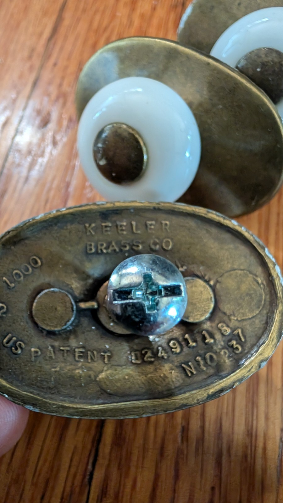 Keeler Brass Co. Porcelain Pull Knob Oval Backplate Lot of 10 N10237