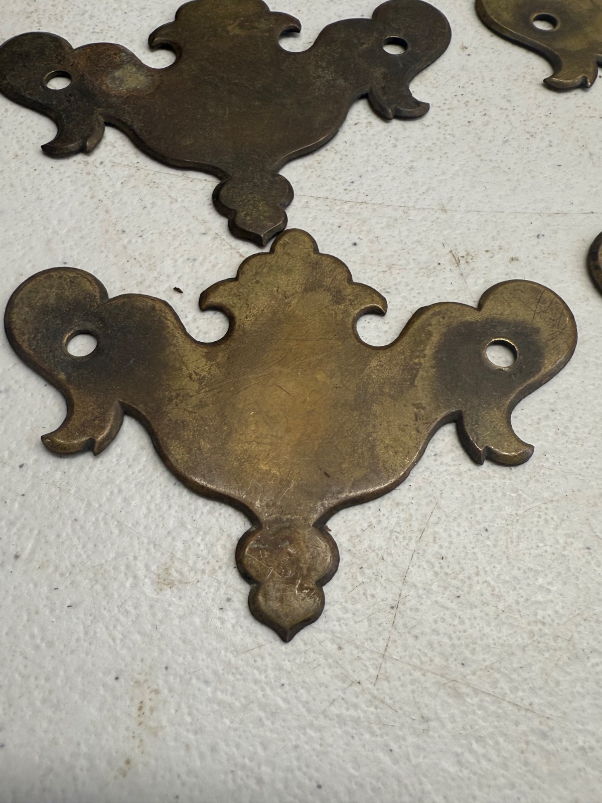 Antique Chippendale Brass batwing set of 12 old surface hardware restoration