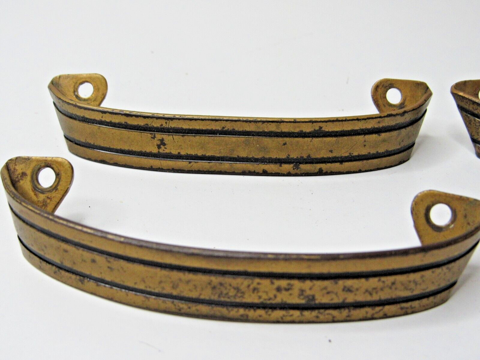4 Vintage Art Deco Brass / Black Color Drawer Pulls Dresser / Cabinet -xx