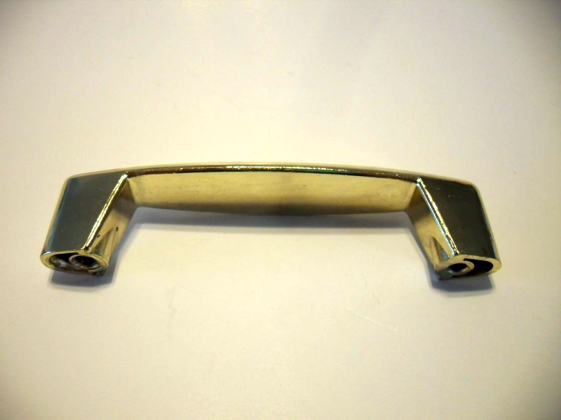 Vintage Polished Brass Concave Drawer Pull Flared Bases Cabinet Handle Ajax Mfg.