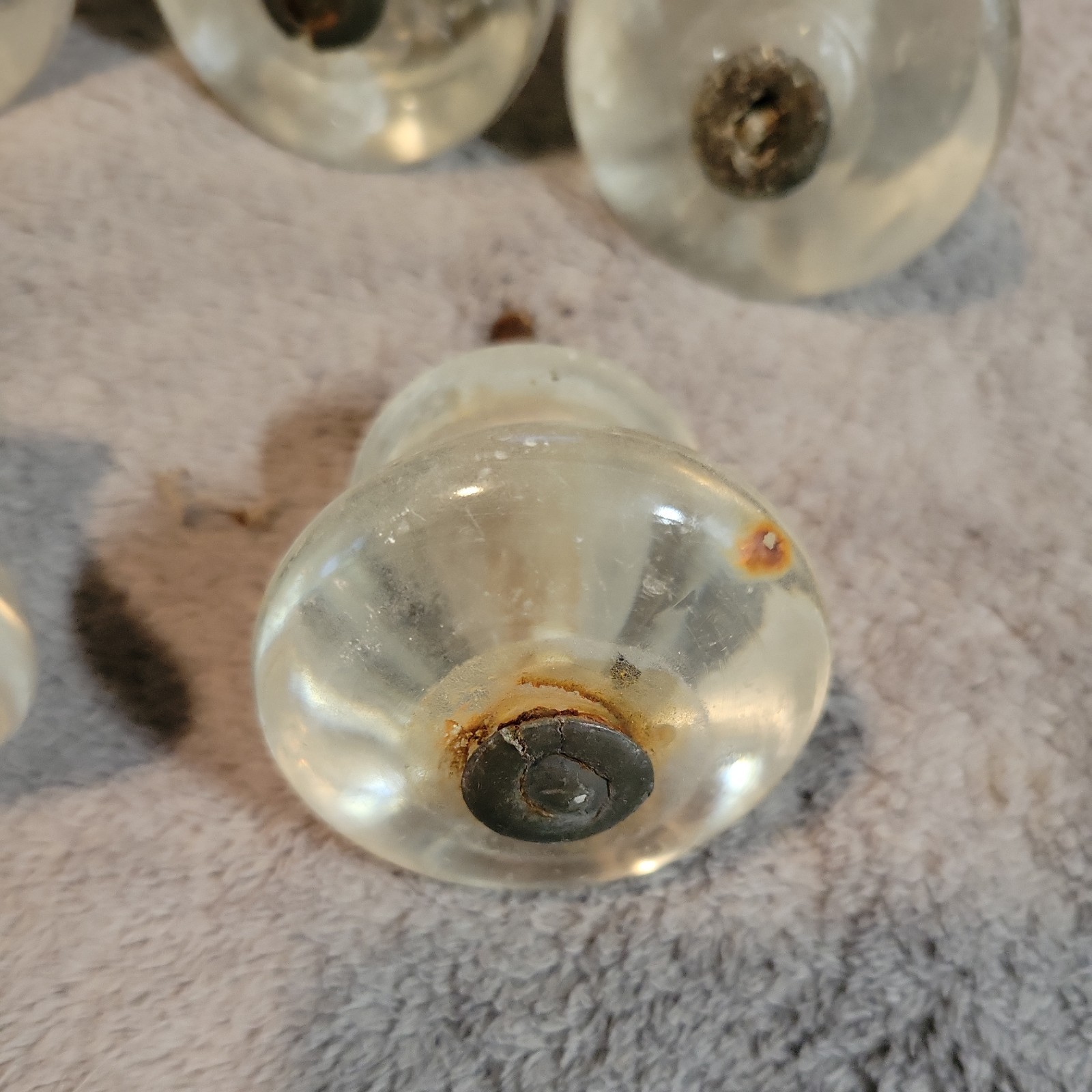 Set 6 Antique Glass Furniture Knobs or Pulls