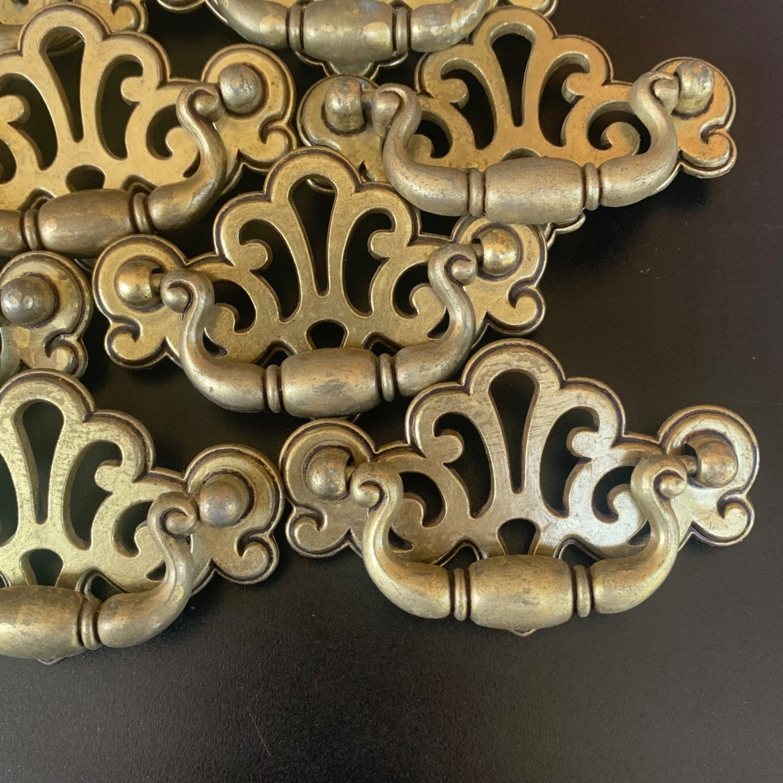 Vintage Brass Chippendale Drawer Pull Bail Hardware Drop Lot 12 Bat Salvage Gold