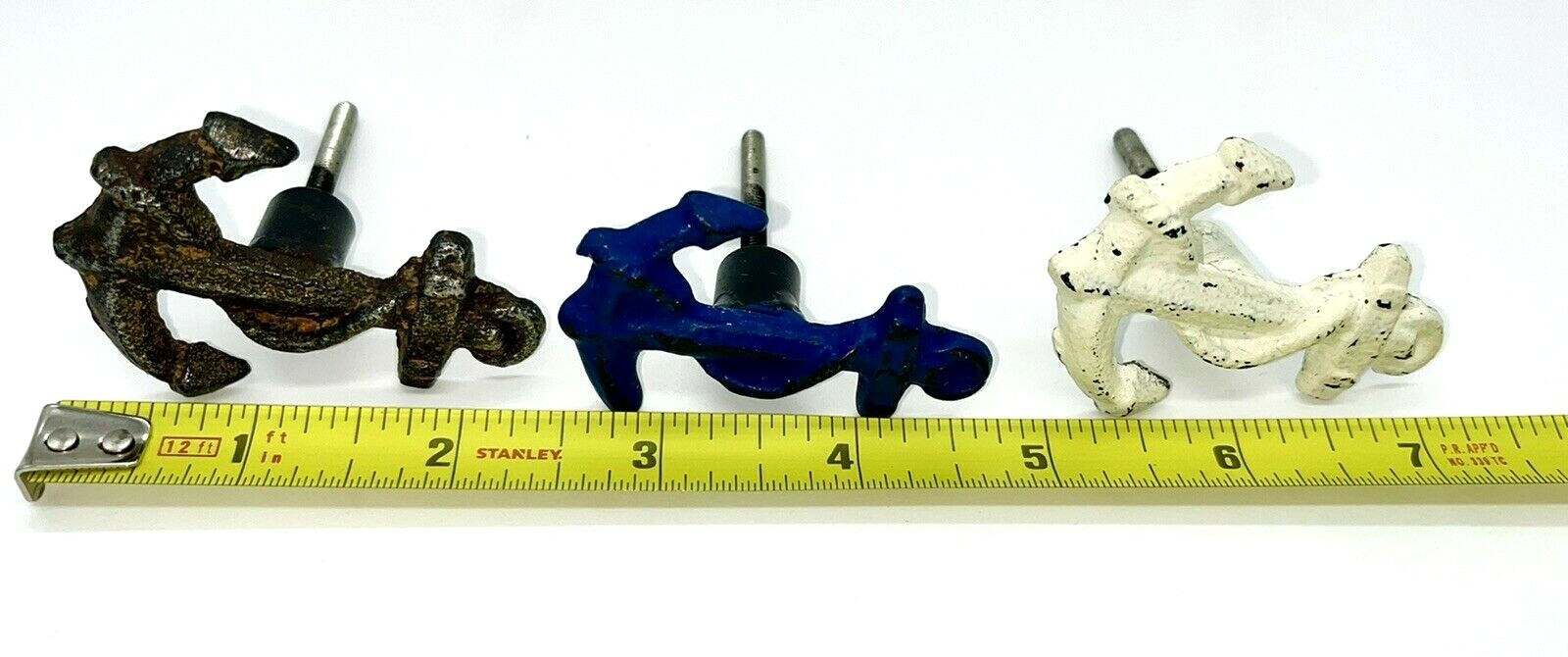 Cast Iron Metal Anchor with Rope Drawer Pulls Knob Hook Beach Ocean Set of 3