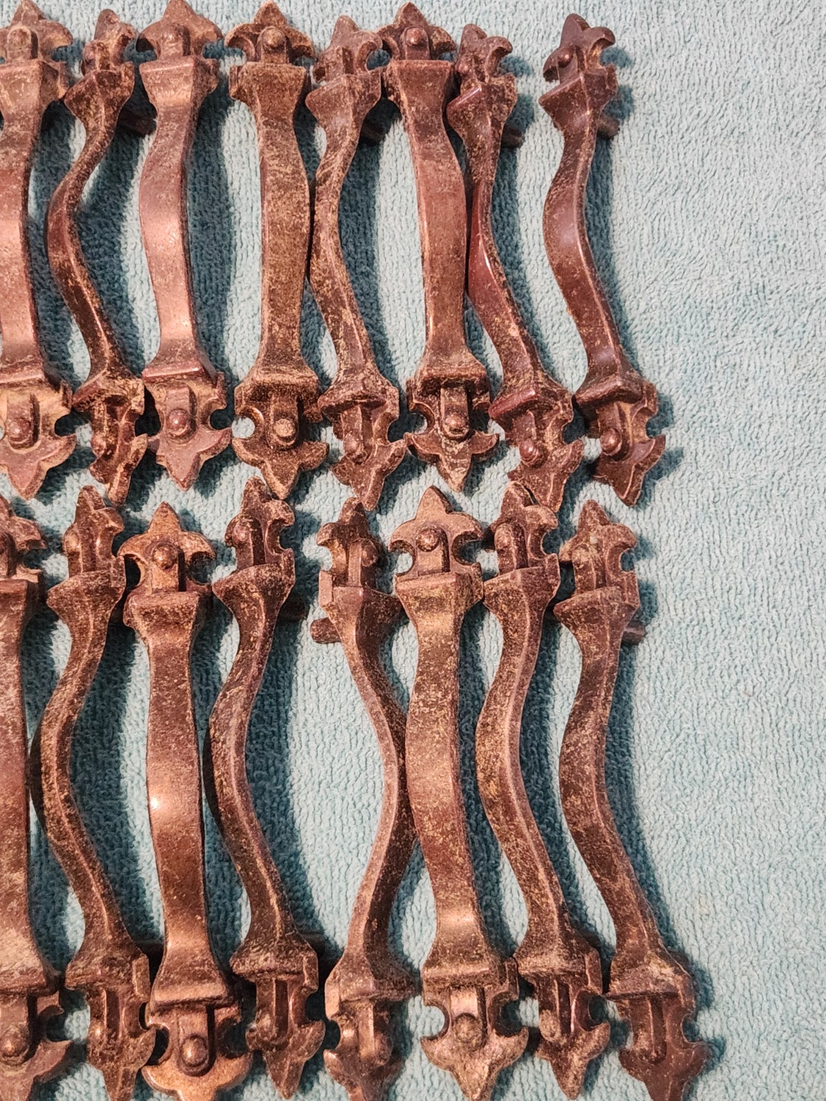 Lot of 34 Vintage Brass Droor Pulls W Some Hardware Patina Unique 5 1/2″