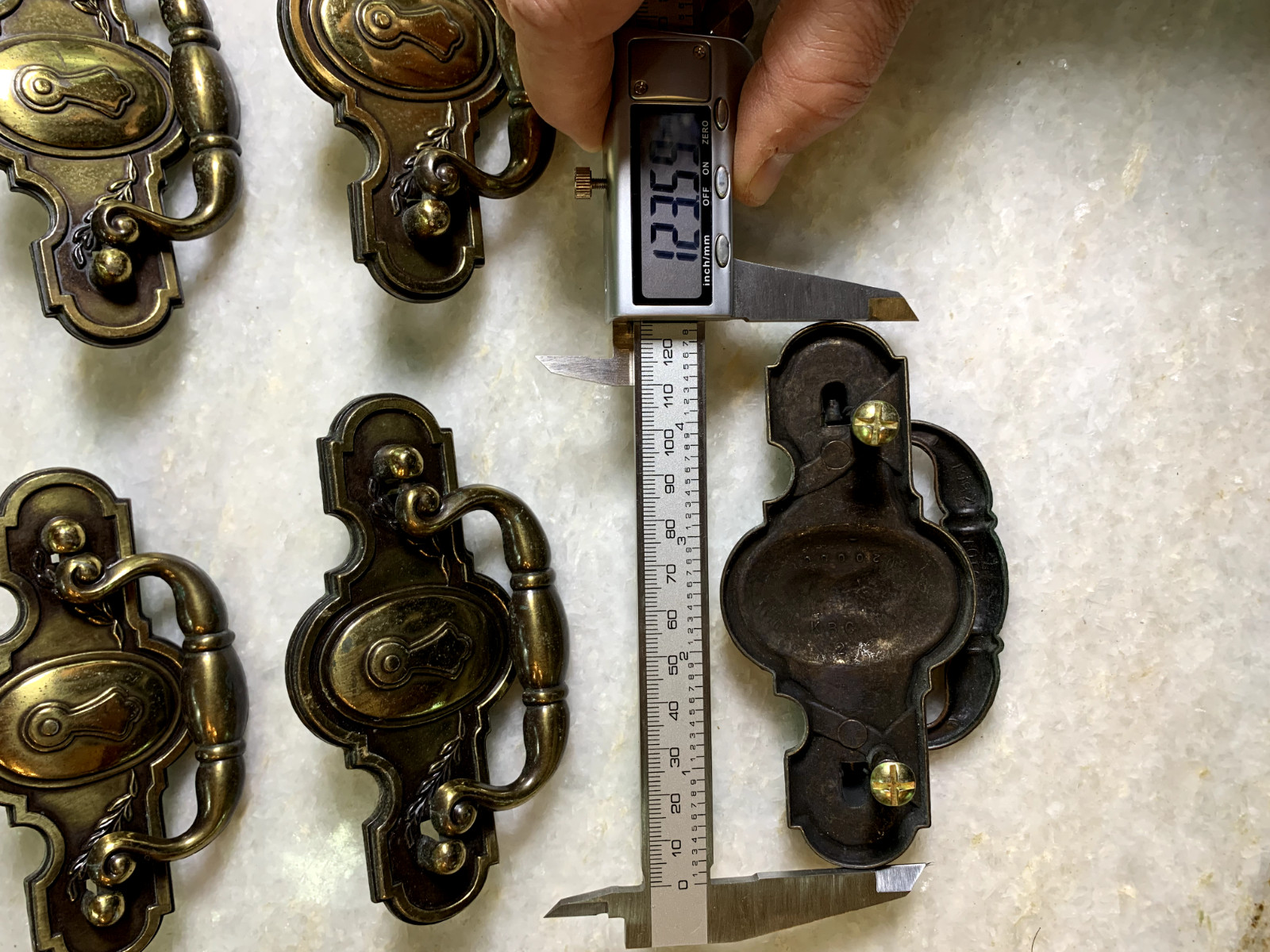 Vintage Mid Century 1970s 70s 1960s 60s Metal Drop Handles Knob Pulls