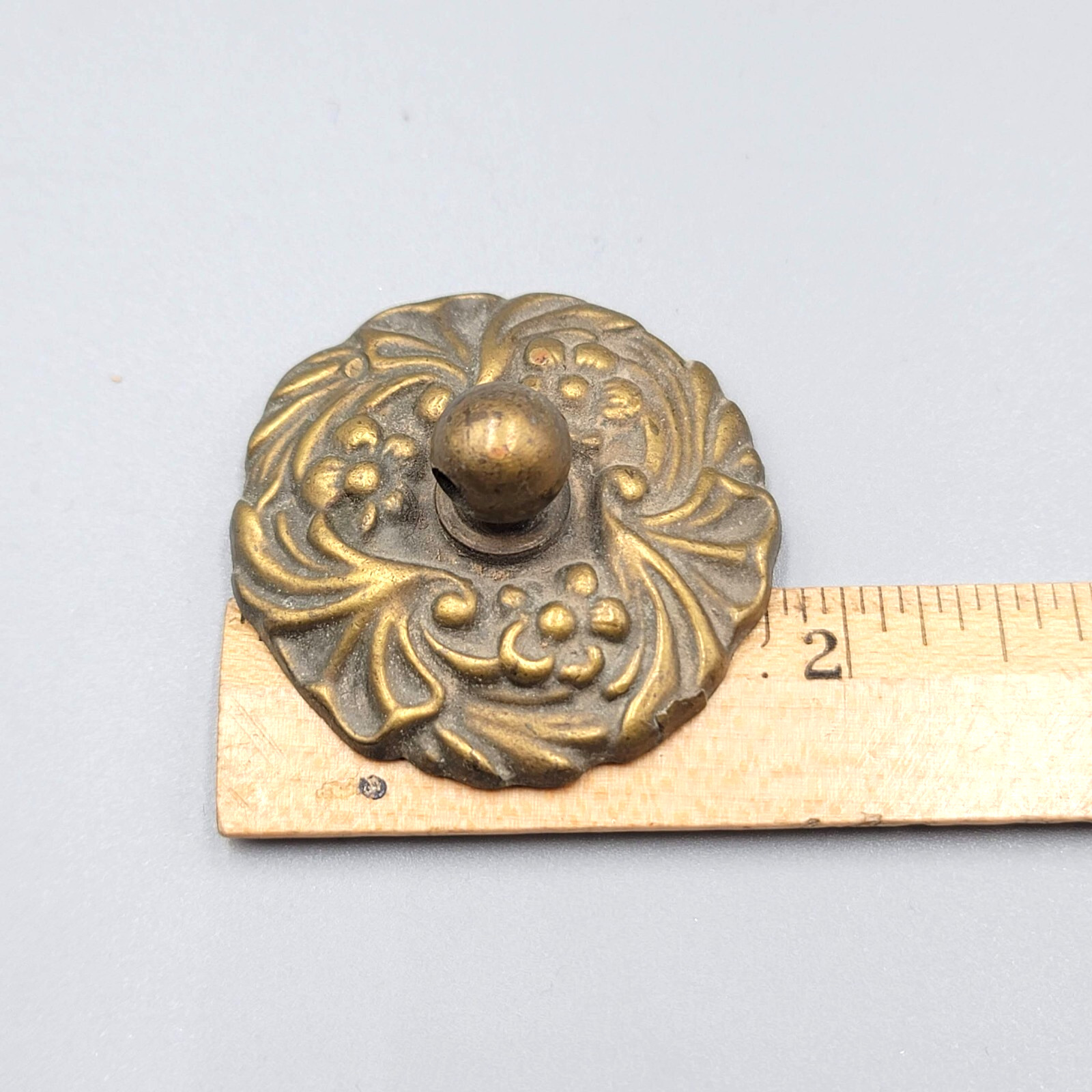 Vintage Flower Brass FACE Plates Ornate Bail Pull Replacement Set of 2 – 1 3/4″