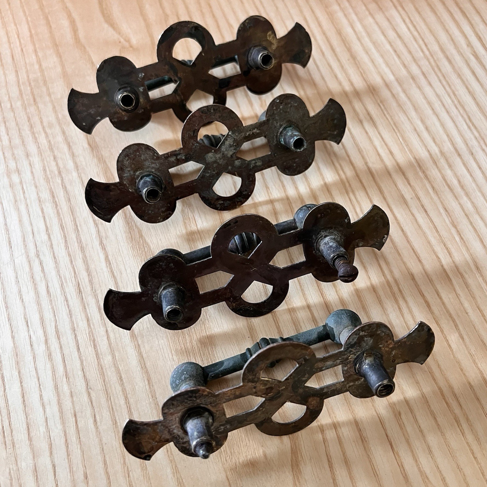 Set of 4 Antique Eastlake / Spanish Revival Drop Drawer Pulls Aesthetic Movement