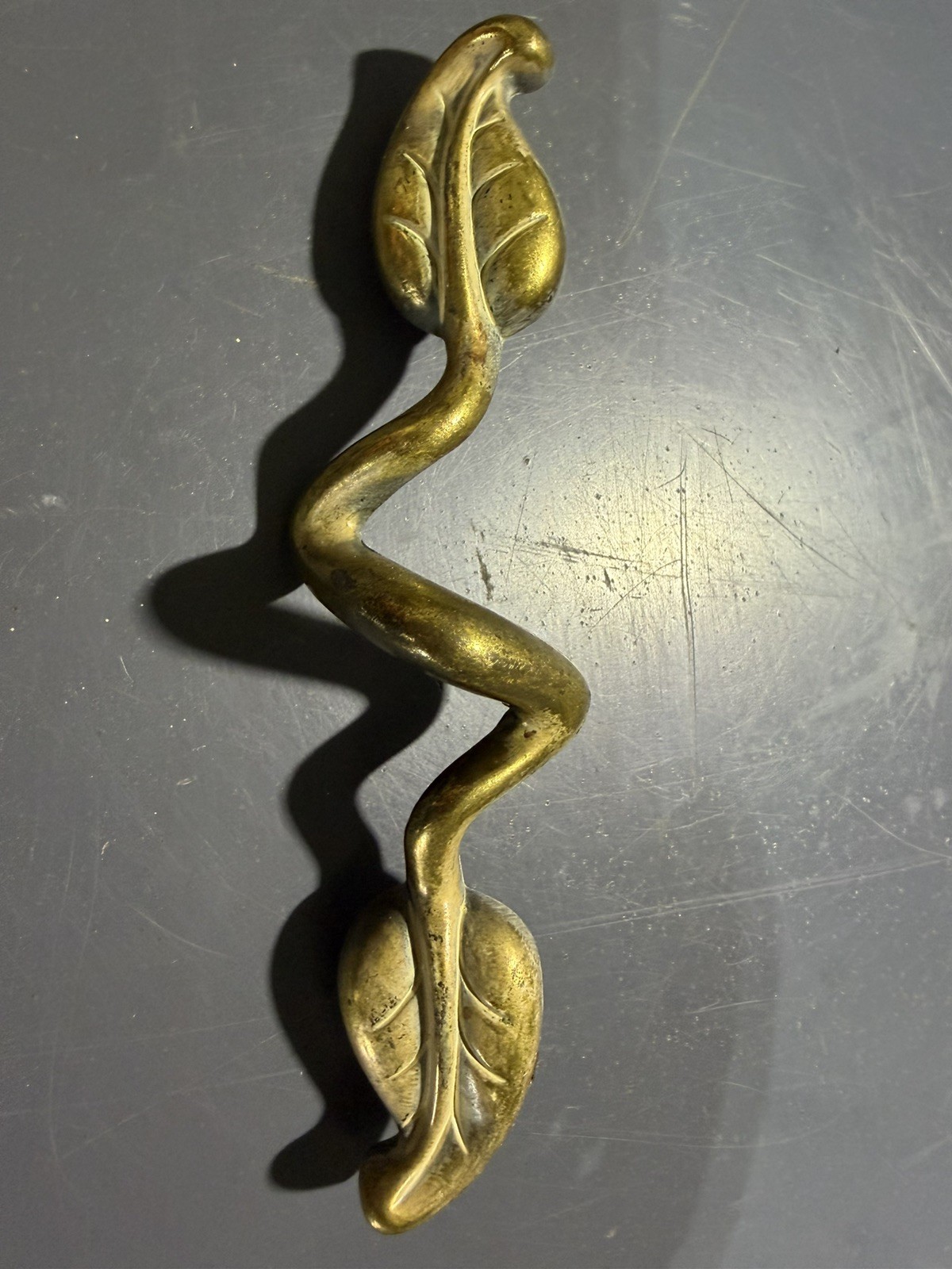44 Brass Leaf And Vine Drawer Pull with screws.