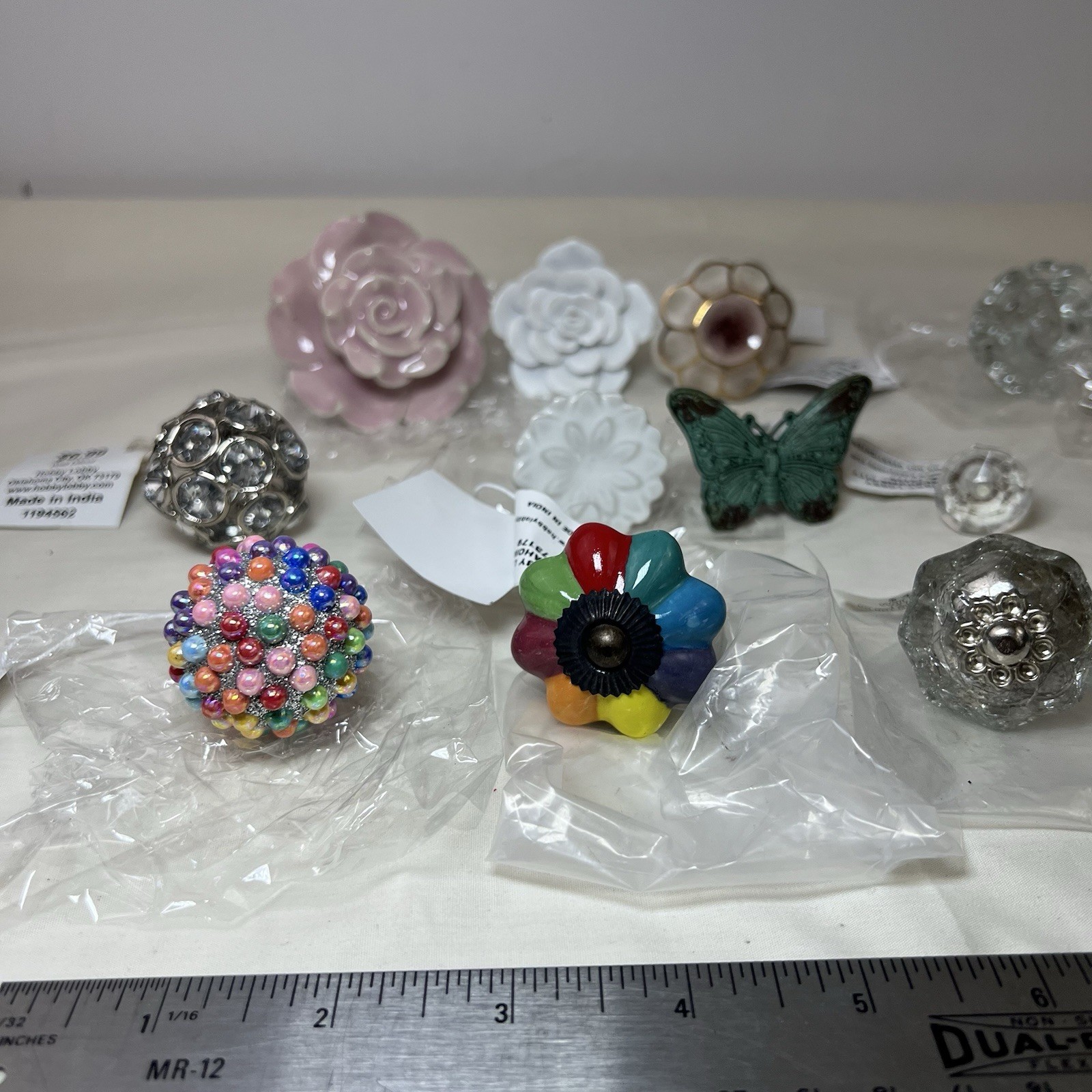 Mixed New 17 Drawer Pulls Knobs Dresser Cabins Flowers Rainbow Candy Butterfly