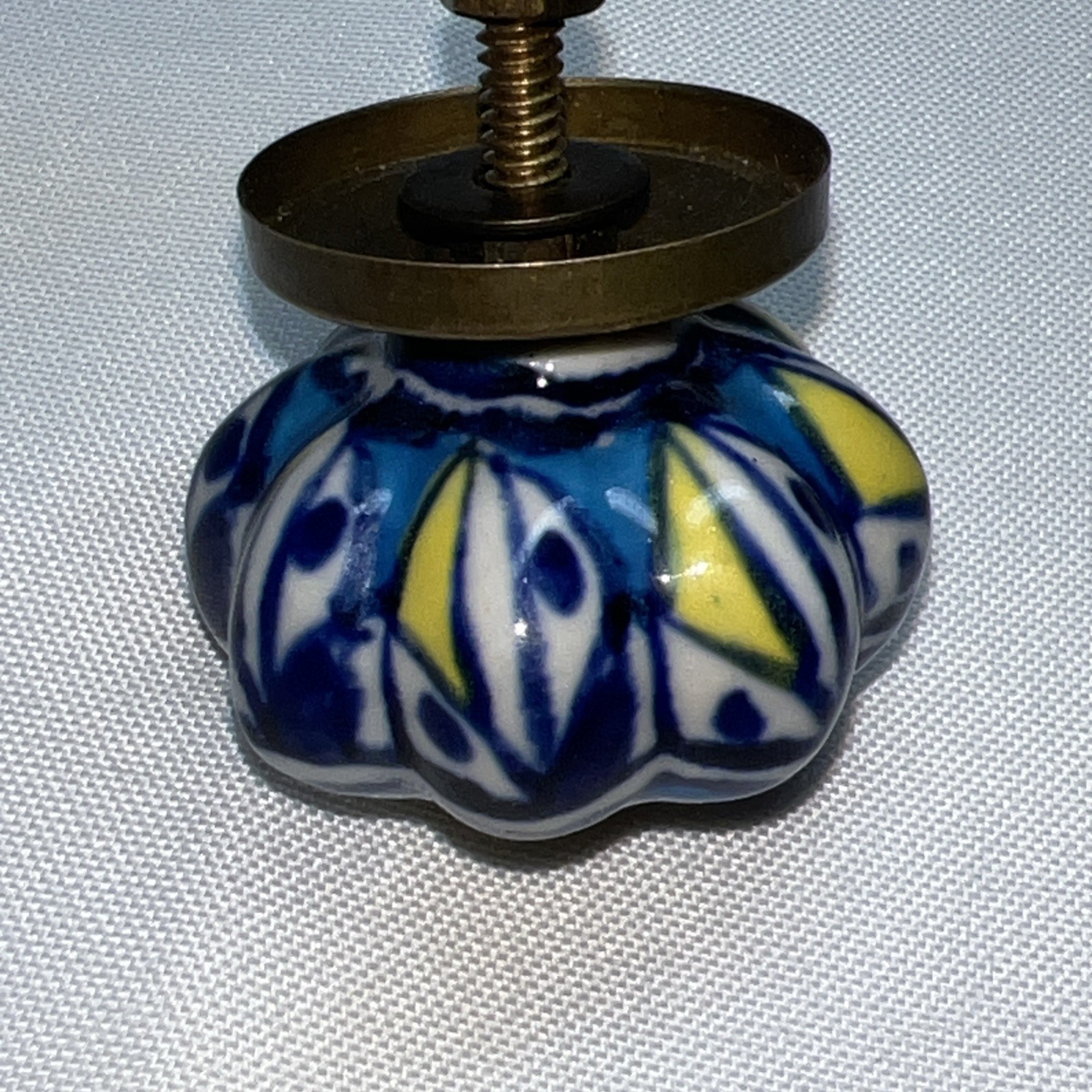 Antique Drawer Pulls 1.75” Blue Pattern Cabinet Kitchen Door Knob Handle