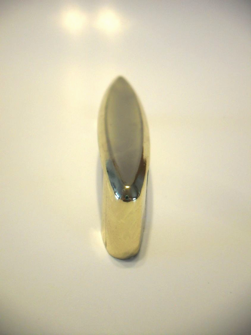 Vintage Polished Brass Concave Drawer Pull Flared Bases Cabinet Handle Ajax Mfg.