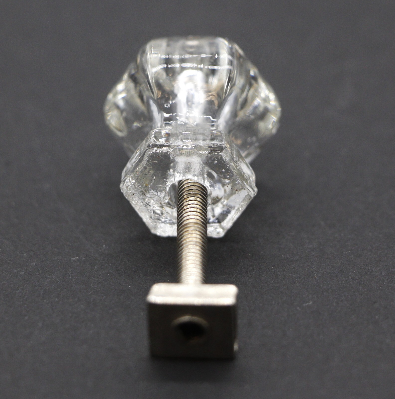 Vintage Hexagon 0.875 in. Clear Glass Drawer Cabinet Knob