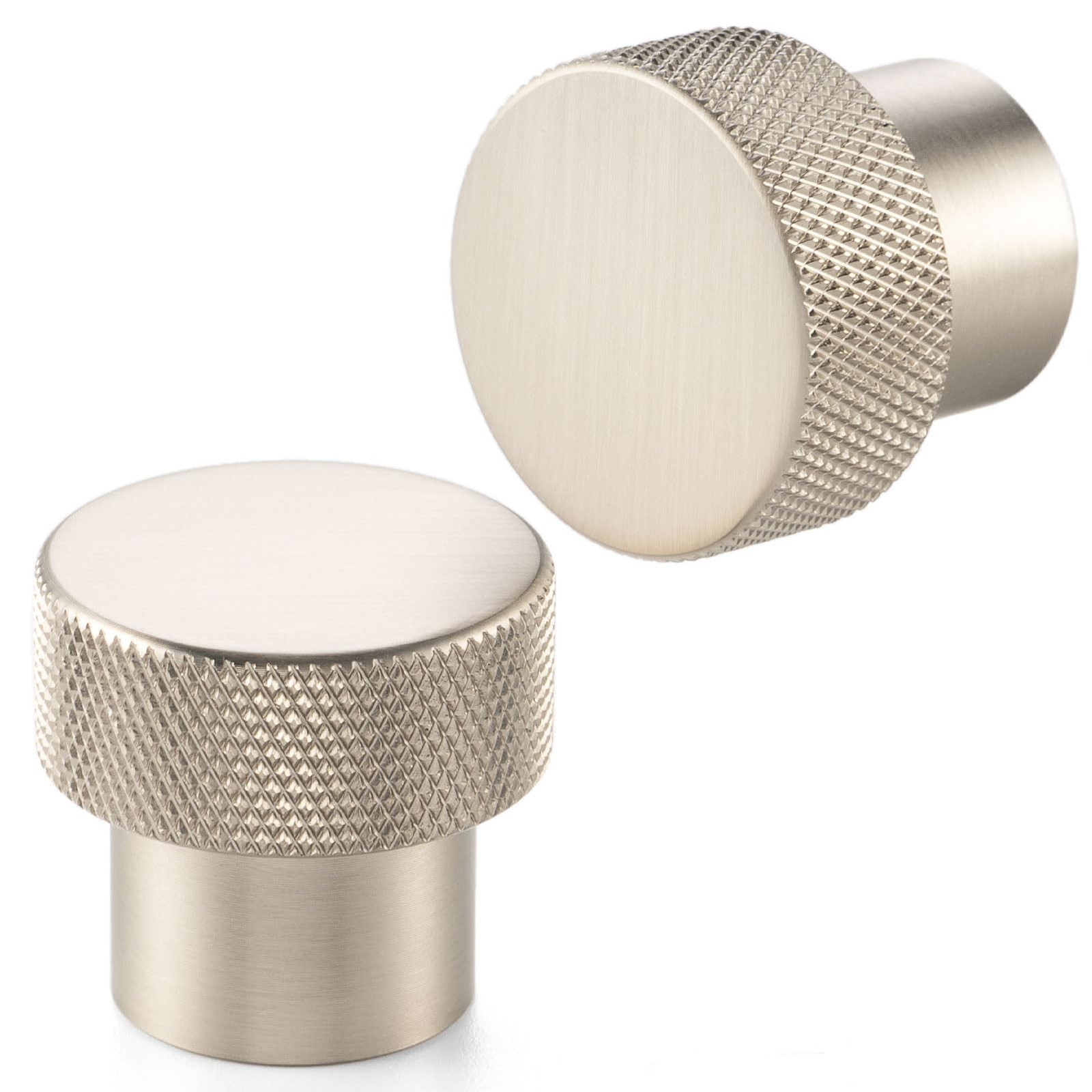 Pack of 30, Brushed Nickel Knurled Round Knobs, Kitchen Cabinet Pull Handle |…