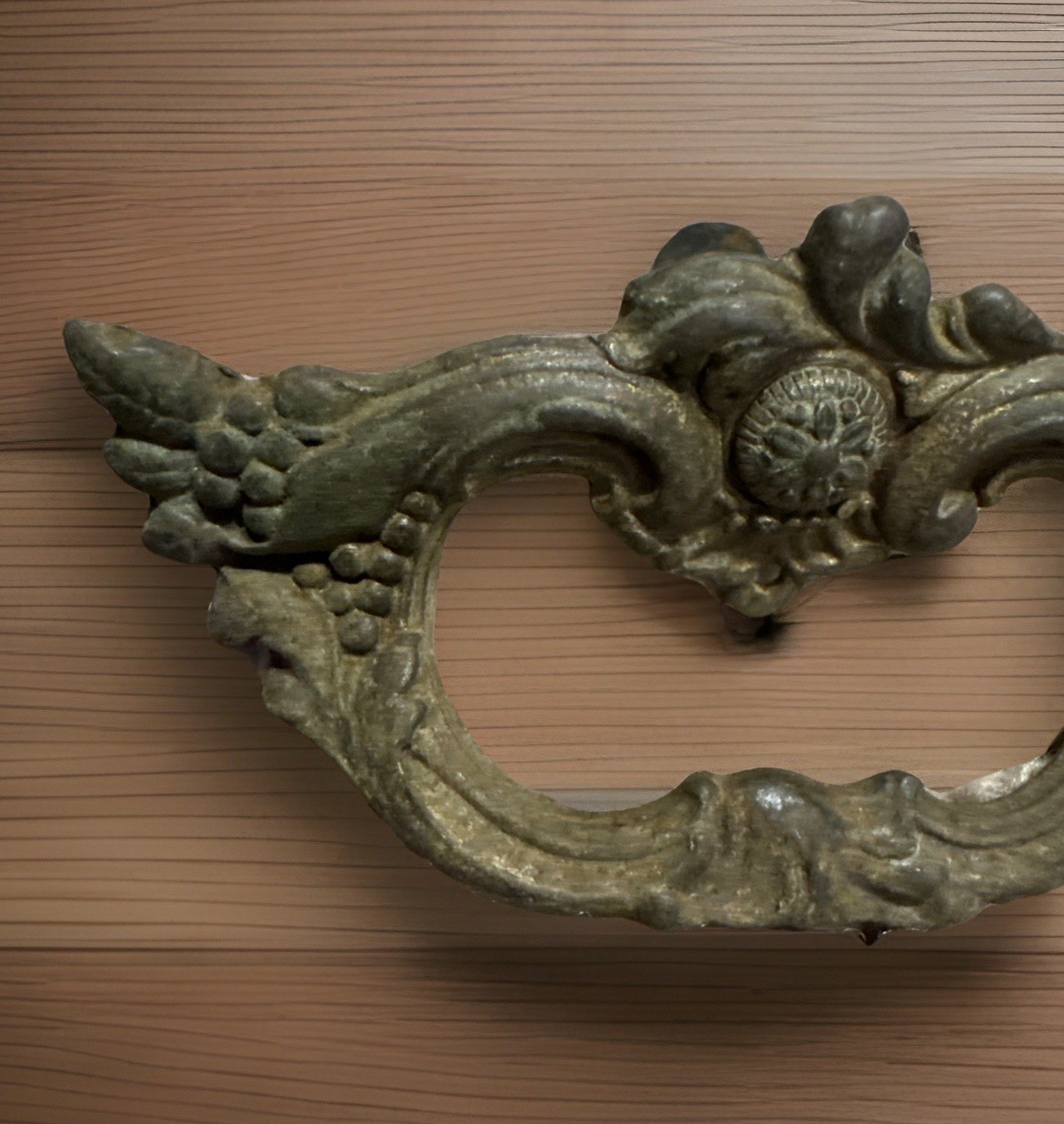 Vintage Pair 3” French Provincial Brass Finger Pull Drawer Handle Ornate Rococo