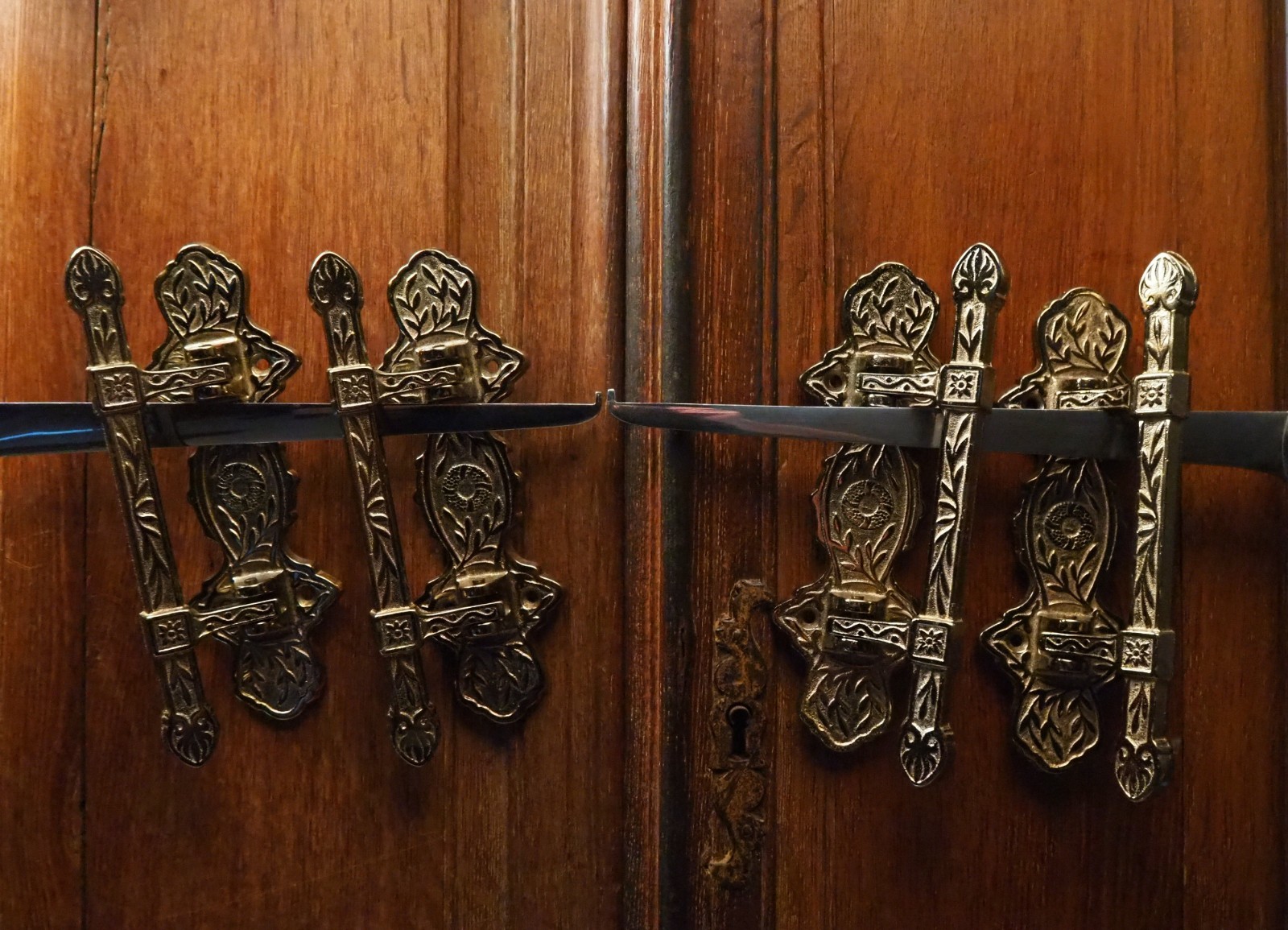 Antique French Lot of 4 Gothic brass look Coffin Handles