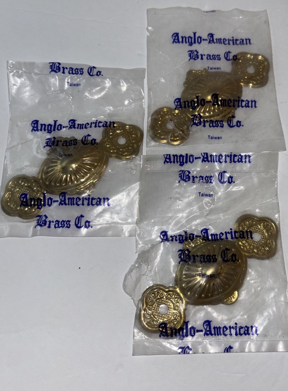 Vtg Ornate Scrollwork Brass Drawer Pulls & Plates Lot Anglo-American Brass Co