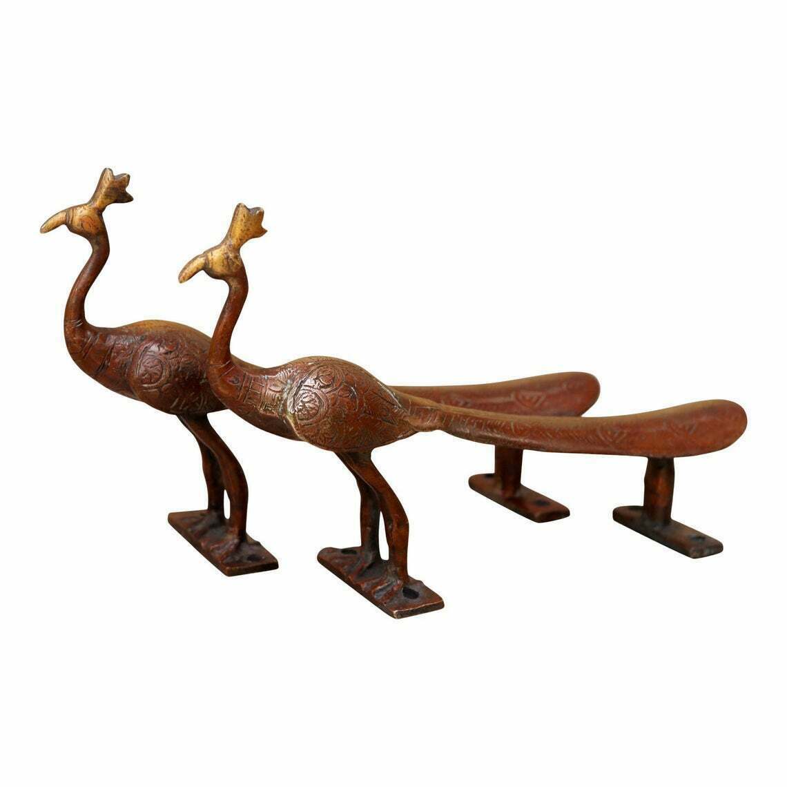 Brass Bird Door Handle Pair Turkey Style Peacock Hotel Pull Door Hardware GTX